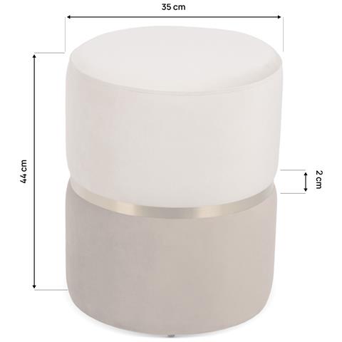 Pouf Louise In Velluto Beige E Metallo Dorato - Foto 8