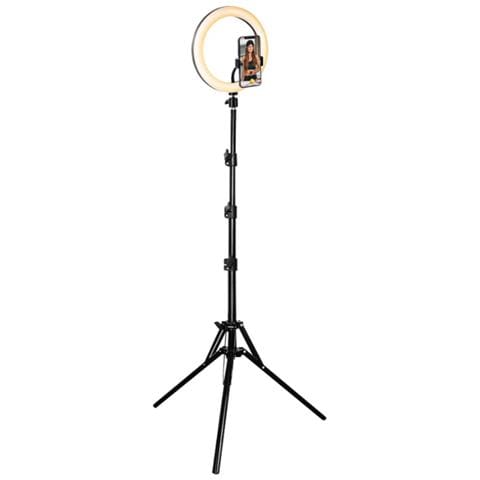 Kit Influence Xl Anello Luminoso 26cm Con Treppiede 1,6m, Nero - Foto 1