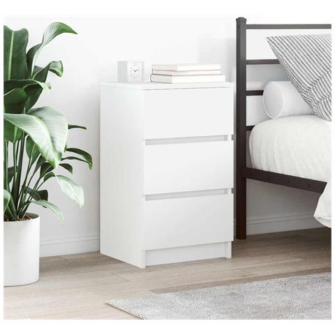 Comodini con 3 Cassetti 2 pz Bianco 39x35x65 cm - Foto 1