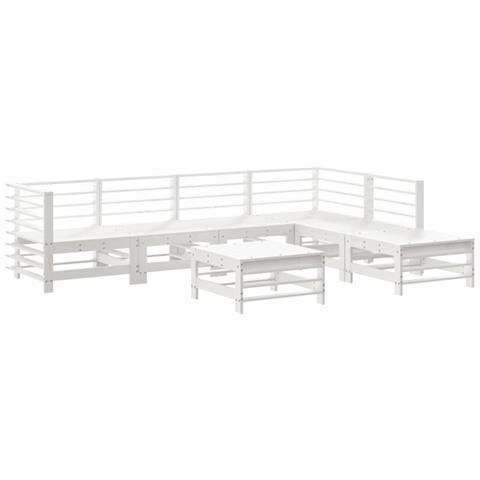 Set Salotto Da Giardino 7 Pz Bianco In Legno Massello Di Pino - Foto 2
