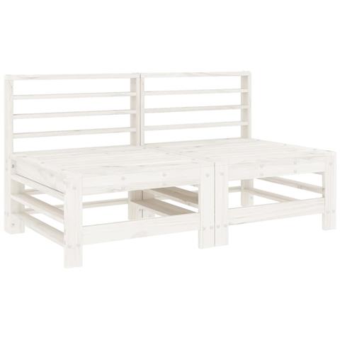 Set Salotto Da Giardino 7 Pz Bianco In Legno Massello Di Pino - Foto 3