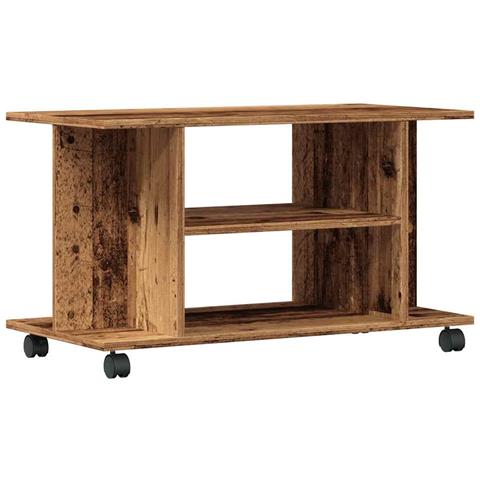Mobile Tv Con Ruote Legno Antico 80x40x45 Cm Legno Multistrato - Foto 2