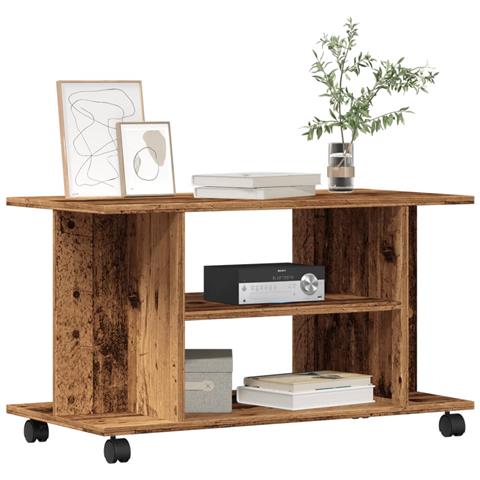 Mobile Tv Con Ruote Legno Antico 80x40x45 Cm Legno Multistrato - Foto 1