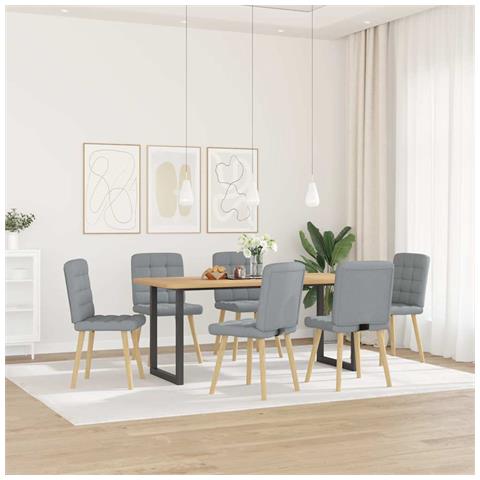 Sedie Da Pranzo 6 Pz Grigio Chiaro In Tessuto - Foto 2