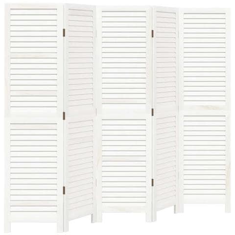 Divisorio Ambienti 5pannelli Bianco Legno Massello Di Paulownia - Foto 2