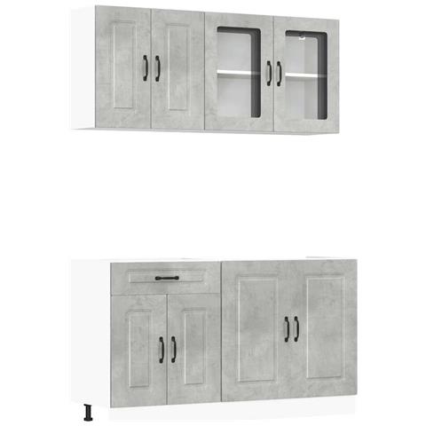 Set Mobili Da Cucina 4 Pz Kalmar Grigio Cemento In Truciolato - Foto 2