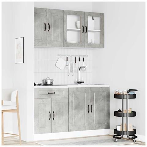 Set Mobili Da Cucina 4 Pz Kalmar Grigio Cemento In Truciolato - Foto 3