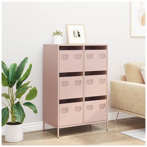 Credenza Rosa 68x39x101,5 Cm In Acciaio - Foto 3