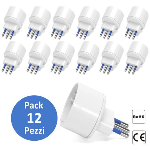 Adattatore Spina Presa Shuko Schuko Tripolare 10a Riduzione 12 Pezzi - Foto 1