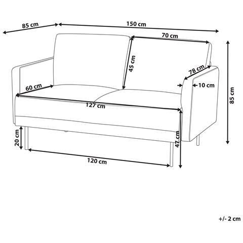 Divano 2 Posti Breda Tessuto Beige Chiaro - Foto 7
