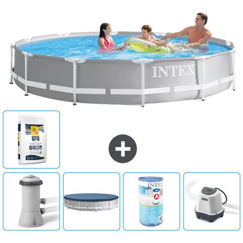 Piscina Fuori Terra - In Giro - 366x76 Cm - Grigio - Include Accessori Coordinati A2093 - Foto 1
