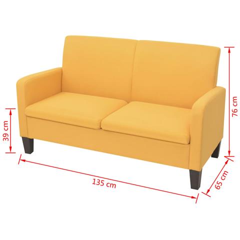 Divano A 2 Posti 135x65x76 Cm Giallo - Foto 4