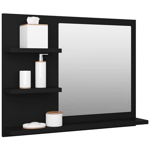 Lusso Casadino -  Specchio Da Bagno Nero 60x10,5x45 Cm In Legno Multistrato - Foto 2