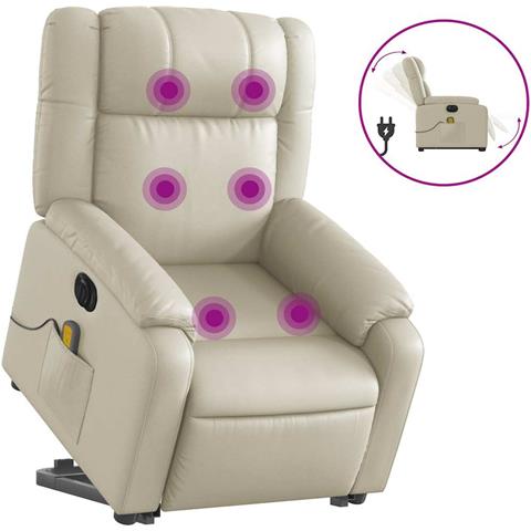 Lusso Casadino - Poltrona Alzapersona Elettrica Reclinabile Crema In Similpelle - Foto 1