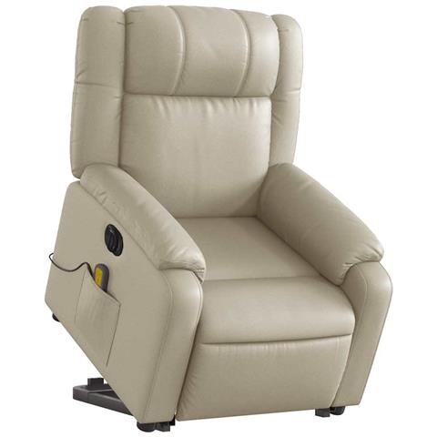 Lusso Casadino - Poltrona Alzapersona Elettrica Reclinabile Crema In Similpelle - Foto 2