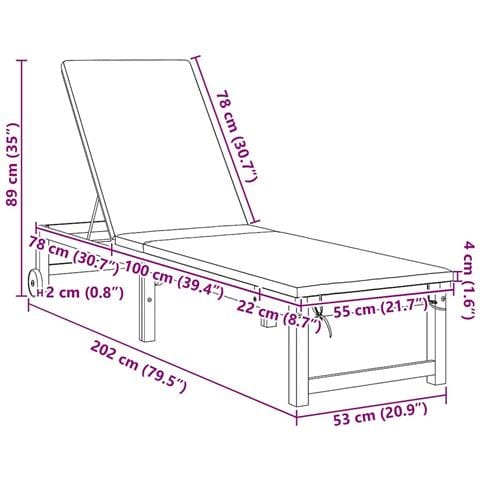 Lettini da sole 2 pz con cuscini in legno massello di acacia,  Lettino da sole con cuscini grigio chiaro in legno massello di acacia - Foto 9