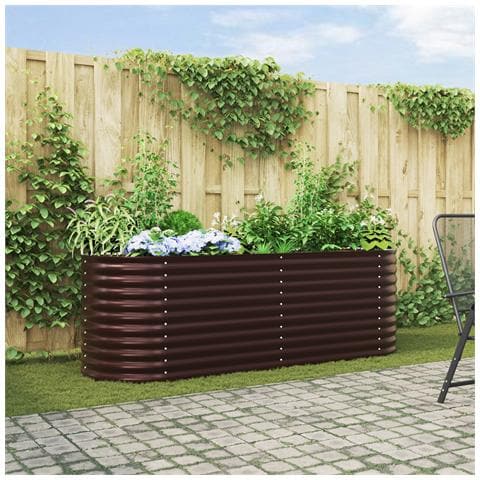 Letto da Giardino Rialzato  Marrone 240x80x81 cm in Acciaio Zincato - Foto 2