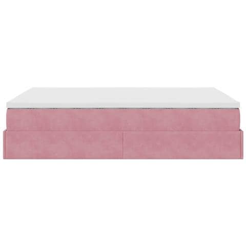 Struttura Letto Pouf con Materasso Rosa 140x200 cm in Velluto - Foto 9