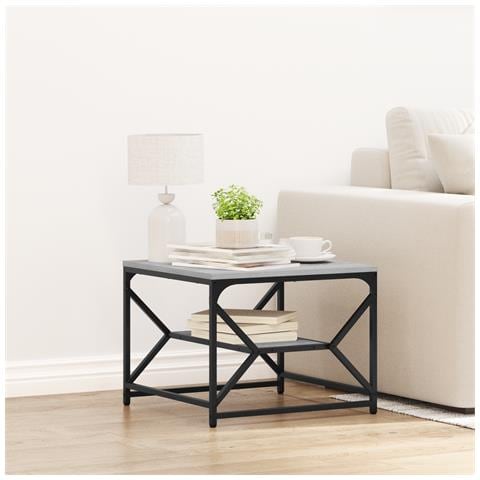 Tavolino da Caffè con Ripiano - Grigio Sonoma - 51x50x40 cm - Fatto in Legno Ingegnerizzato - Foto 2