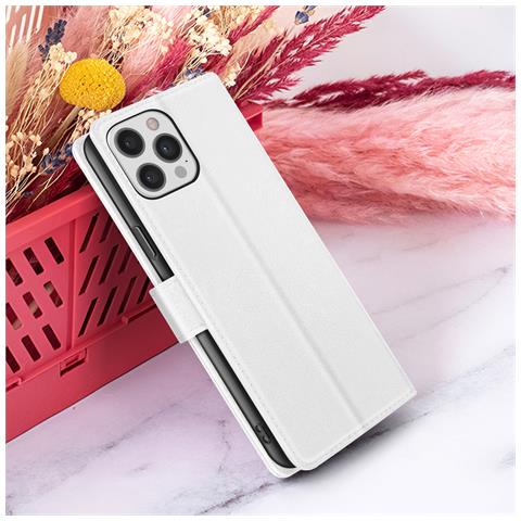 Custodia A Portafoglio Per Iphone 12 Pro Max Con Supporto E Linguetta Magnetica, Bianco - Foto 5