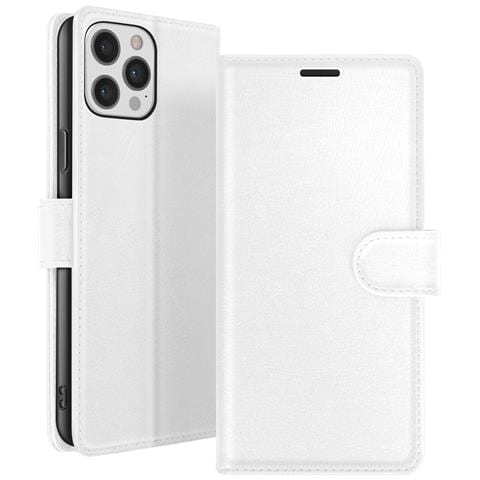 Custodia A Portafoglio Per Iphone 12 Pro Max Con Supporto E Linguetta Magnetica, Bianco - Foto 1
