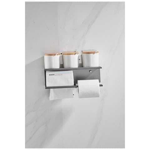 Kelelife Porta Carta Igienica Senza Foratura Con Mensola 30 Cm Nero - Foto 2