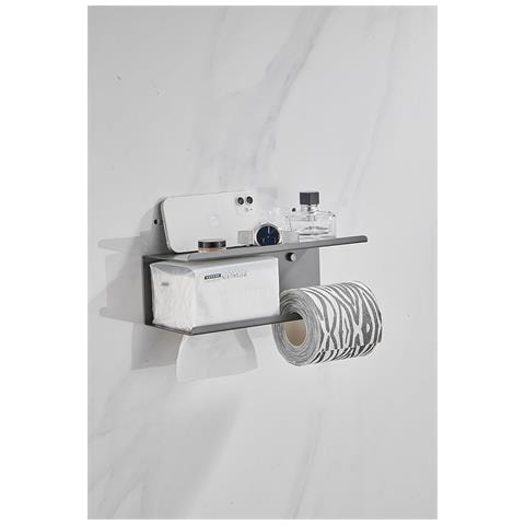 Kelelife Porta Carta Igienica Senza Foratura Con Mensola 30 Cm Nero - Foto 1