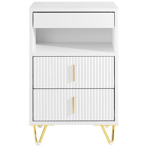 Comodino Moderno Con 3 Cassetti, Bianco L40xp40xa63 Cm - Foto 1