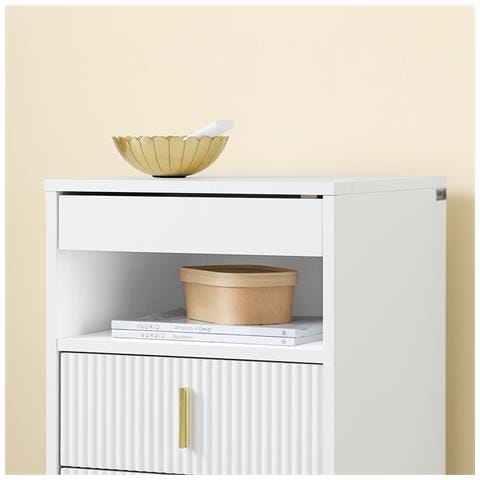 Comodino Moderno Con 3 Cassetti, Bianco L40xp40xa63 Cm - Foto 7
