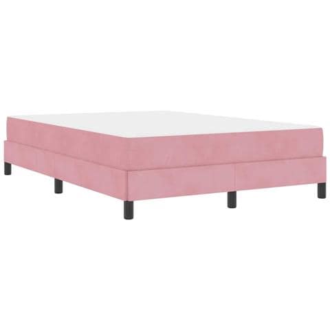 Letto box spring con materasso Rosa 140 x 190 cm Velluto - Foto 1