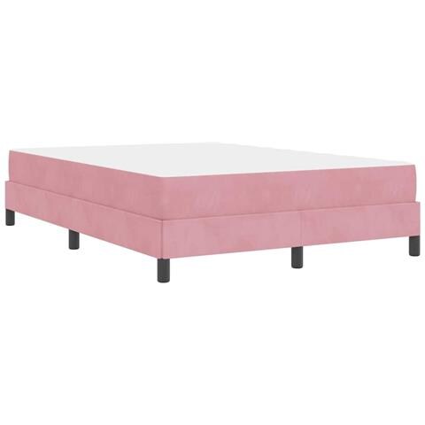 Letto box spring con materasso Rosa 140 x 190 cm Velluto - Foto 9