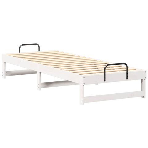 Struttura Letto con Manici Bianco Legno di pino massello - Foto 1