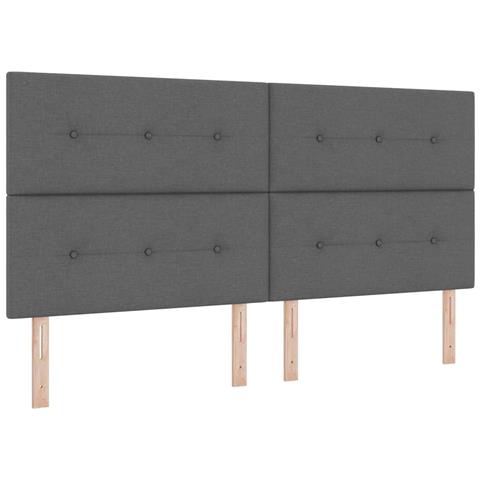 Letto a molle con materasso Grigio scuro 200 x 200 cm Tessuto - Foto 1