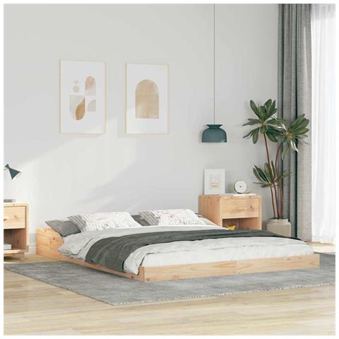 Struttura del letto Marrone 140 x 210 cm Legno di pino massello - Foto 2