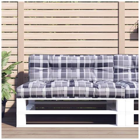 Cuscino per Pallet a Quadri Grigi 120x40x12 cm in Tessuto - Foto 2