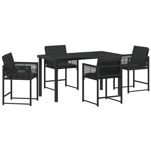 Set da Pranzo per Giardino 5 pcs Nero polyrattan - Foto 1