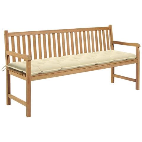 Panca Da Giardino Con Cuscino Bianco Crema 175 Cm Legno Di Teak - Foto 2