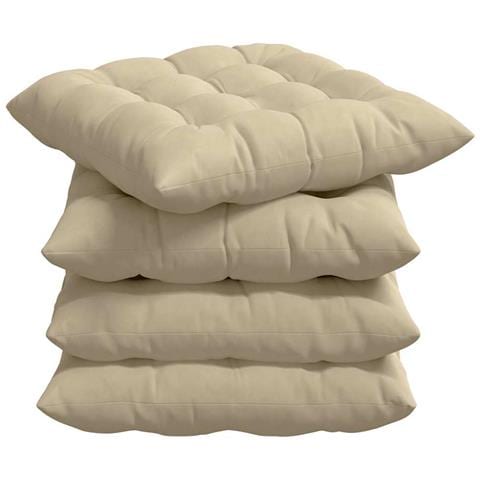 Cuscini per Seduta 4 pcs Crema 40 x 40 x 6 cm Microfibra - Foto 1