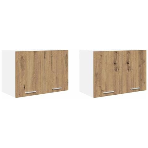 Armadio pensile con porta Riga 2 pcs Rovere Artigiano e Bianco - Foto 1