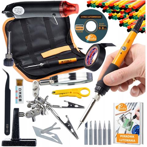 Set Di Saldatura 10 In 1 - Stazione Saldante 60w + Pistola Aria Calda 300w + Terza Mano + Stagno Sn63pb37 + Rosin + Strumenti + Custodia | Per Elettronica E Riparazioni - Foto 1