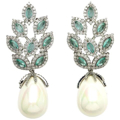 Orecchini Pendenti Eleganti a Foglia con Zirconi Collezione Diva - Foto 5