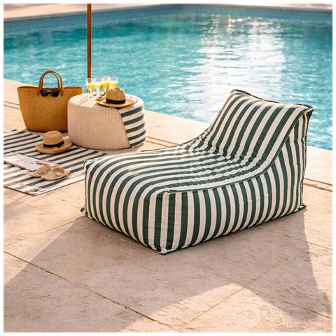 Positano Pouf Da Esterno A Righe Verde In Tessuto Idrorepellente - 100x65x65 Cm - Foto 8