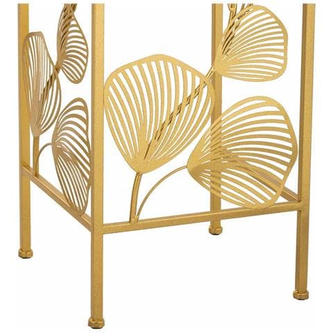Tavolino Angolare Quadrato In Metallo Oro 31x31x71 - Foto 8