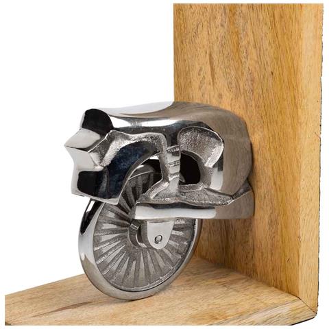 Fermalibri Legno E Alluminio Argentato 30x10x17h - Foto 7