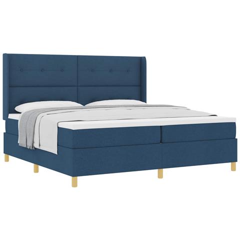 Letto a molle con materasso Blu 200 x 200 cm Tessuto - Foto 1