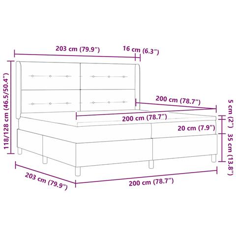 Letto a molle con materasso Blu 200 x 200 cm Tessuto - Foto 8