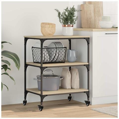 Carrello da Cucina Rovere Sonoma 60 x 41 x 76 cm - Foto 2