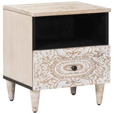 Mobiletto da Letto con cassetto Bianco 40 x 33 x 46 cm - Foto 1