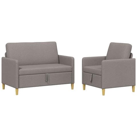 Set di Divani con Storage 2 pcs Tortora Poliestere - Foto 1