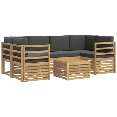 Set di divani da esterno 7 pcs Bianco e Antracite Poliestere - Foto 1